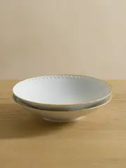 [L'Objet] L'Objet - Neptune Set Of Two Gold-plated Porcelain Soup Plates - White - One size One size White