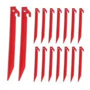 16Pcs Tent Stakes Plastic 8.8 Inch Camping Ground Pegs with Hook Red