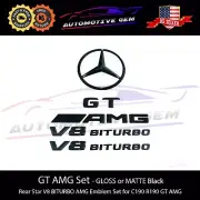 GT AMG V8 BITURBO Star Emblem Black Badge Combo Set for Mercedes C190 R190