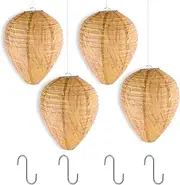 PAYFULLY Fake Wasp Nest, Pack of 4 Wasp Nest, Waterproof, Artificial Dark Colour, Artificial Wasp Nest Against New Construction of Wasp Nests for Repelling Wasps