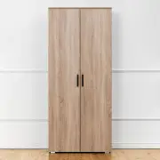 Stockholm Storage Cupboard Slim - Natural Oak - Oval Black
