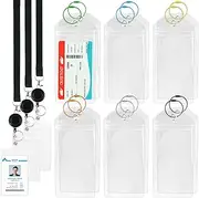 [NEETUE] Cruise Luggage Tags Waterproof PVC Luggage ID Tag Clear Luggage Tags Holders with Steel Loops 12 Pack 3 ID Lanyard Holder for Cruise Travel Accessories (12+3 ID)