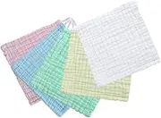 Yardwe 5Pcs Cotton Washcloths Soft Absorbent and Multi Functional Face Towels for Bathing Drool and Burp Cloths