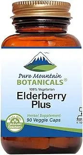 Sambucus Elderberry Herbal Supplement Plus Umckaloabo - Vegan/Kosher Certified - Supports Immune Health - (90 Capsules with 750mg Organic Elderberry, 100mg Elderflower, and 100mg Umckaloabo)