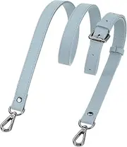 [uxcell] Genuine Leather Purse Strap, 41.7"-51.2" Adjustable Crossbody Replacement Straps 0.6" Width for Women Handbags Shoulder Bag (Sky Blue, Black Buckle)