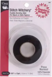 Dritz Stitch Witchery Fusible Bonding Web Regular Weight - Black-.625 (3Pk)