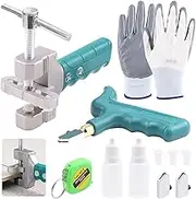 Rustark 11 Pcs Glass Tile Cutter Tool Kit with 2 in1 Handheld Hard Alloy Tile Opener, Blades, Pads, Professional Ceramic Glass Breaking Pliers Set for DIY Home Glass & Tile Cutter