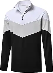 [DEOLAX] Mens Quarter Zip Pullover Solid 1/4 Zip Pullover Mens Athletic Long Sleeve Sweatshirt Mock Neck Golf Shirts for Men