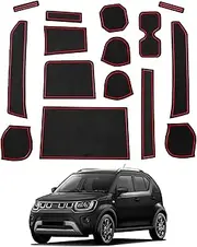 CDEFG Compatible with Suzuki Ignis 2017-2023 2024 Rubber Mats Centre Console Ignis Non-Slip Mats Ignis Non-Slip Anti-Dust Cup Holder Armrest Rubber Mat Car Ignis 2024 Accessories (Red)