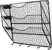 NAMOARLY Magazine Display Stand Wall Folders Rack Decor Magazine Wall Rack Hanging Paper Clip Holder Wall Magazine File Holder Display Display Pockets Organizer Bins Wall Mounted Iron Black