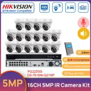 Hikvision 16CH 16POE 4K NVR 5MP IR Camera IP Outdoor Security System Kit w/Audio