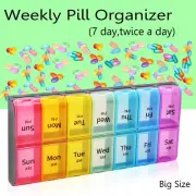 Weekly Pill Organizer Case Box Medicine Storage 7 Day AM PM Large Compartment