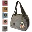 New Chala Bowling Zip Tote Large Bag Pleather Stone Grey Gray PUG Coin Purse