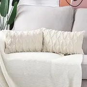 Ausgear Pack of 2 (30 * 50cm) Soft Plush Short Wool Throw Pillow Covers Velvet Decorative Luxury Style Faux Fur Cushion Case Pillow Cover for Sofa Couch Bedroom