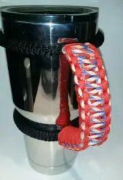 Paracord Handle for 40oz,30oz, or 20ozYeti Ozark & Rtic Red /Red & Blue patten