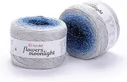 YarnArt Flowers Moonlight – Gradient Cotton Acrylic Yarn with Metallic Lurex, 9.17oz (250g), 1093 Yards – Shiny, Multicolor Cake Yarn for Crochet, Knitting, Shawls & DIY Projects (3271)