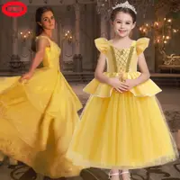 在飛比找ETMall東森購物網優惠-新款萬圣節cos服裝兒童美女與野獸貝兒公主禮服裙亮片洋氣連衣