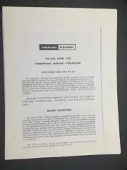 Harman Kardon A220 The Lute Owners Service Manual Preamplifier Preamp Photocopy