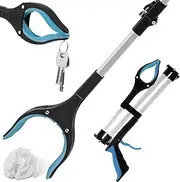 Litter Picker Grabber Stick Reacher Grabber Pickup Tool Foldable Litter Grabber with Non-Slip Jaws Arm Extension Portable Grabber Reacher Tool Grabber Reaching Aid for Elderly Indoor Outdoor (Blue)