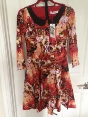 Size 10 Hippocampe Russian Doll Patterned Dress NWT