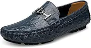 [QEEFXLQI] Men's Leather Shoes Loafers Slip-On Large Size Hollow Hollow Men's Shoes(Blue,41)