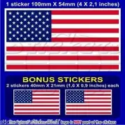 USA United States America Flag Vinyl Bumper Decal Sticker, 4" (100mm) x1+2 BONUS