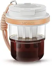 [MHW-3BOMBER] Cold Brew Coffee Maker Portable Travel Coffee Mug 18oz - Iced Coffee Maker Tea Brewer Pitcher with Filter - Reusable Tritan Coffee Cup Tumblers for Gifts Car Office Sports, Pink M5770P-OS