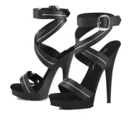 Sultry 6" High Heel Platform Cross Wrap Zipper Strap Sandals Shoes