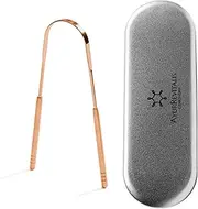 AyurRevitalis® Tongue Scraper, Tongue Scraper - Ayurveda Oral Hygiene Copper Colour Against Bad Breath for Good Breath, in Travel Case