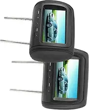XTevu 2pcs 7 in Control Adjustable Headrest LCD Video Monitor, MP5 Display, Black Car Entertainment System, Rear Seat Video Screen