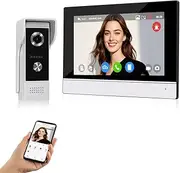QttyElok 7inch WiFi IP Video Door Phone Intercom System 1080P AHD Touch Color Indoor Monitor IR Night Vision Outdoor Camera Video Doorbell for Home, Tuya Smart APP Remote Unlocking