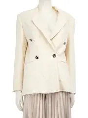 Ecru Tweed Silver Button Blazer