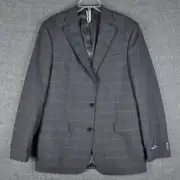Ben Sherman Mens Slim Fit Windowpane Charcoal/Navy Plaid (42L) Blazer Coat