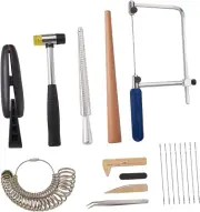 Metal Jewelry Tool Measuring Stick Mandrel 27Pcs Ring Sizer Circle Models Kit,Ea