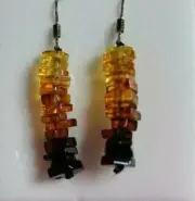 BALTIC AMBER Dangle Earrings Autumn Ombre Gradient Colors Angular Nugget Stones