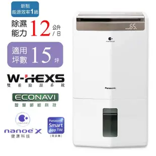 【Panasonic 國際牌】12公升一級能效ECONAVI 高效型清淨除濕機(F-Y24GX)