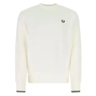 【FRED PERRY】男款 品牌LOGO 長袖運動衫-白色(S號、M號、L號)