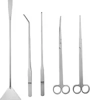 Samyo Stainless Steel Aquarium Aquascaping Kit Aquatic Plant Tweezers Scissor Substrate Spatula Tools Sets - 5 Tools