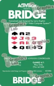 Replacement Game Cartridge Label - Activision - Bridge for Atari 2600