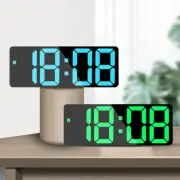 Large Digital Wall Clock With Temperature, Night Mode Mirror Style LED Alarm