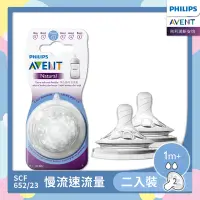 在飛比找Yahoo奇摩購物中心優惠-PHILIPS AVENT親乳感防脹氣奶嘴雙入組 慢流量 1