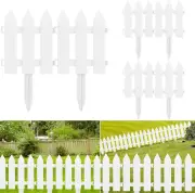 White Plastic Garden Fence with 22 Pieces, Picket Fence Edgings for Lawn, Flower