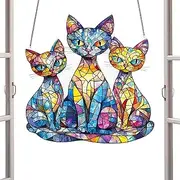 Cat Sun Catcher, Acrylic Cat Pendant, Colorful Car Pendant, Cute Home Decor, Unique Wall Art, Window Wall Ornament, Creative Cat Decor, Cat Car Accessory, Indoor Porch Ornament