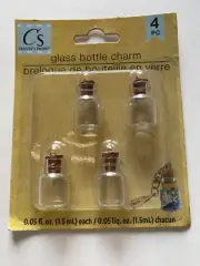 CS Crafter's Square Glass Bottle Charm ( 4 pc ) with cork lid 0.05 fl. oz. each