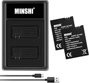 MINSHI AHDBT-301/302 (2 Pack) + Quick Charger Set Replacement Battery Compatible with Hero 3+【3.7V 1600mAh】 High Performance Compatible Camera Battery 2023KZ