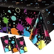 Glow Party Table Covers Neon Party 108 x 54 Inch Glow Party Disposable Plastic Neon Glow Table Cloth for Neon Birthday Party Black Light Party Supplies (3 Pieces)