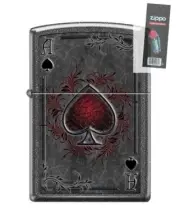 Zippo 0604 Ace of Spades Ironstone Finish Full Size Lighter + FLINT PACK