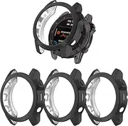 FitTurn 3 Pack Case Cover intended for Garmin Fenix 7X/Fenix 7X Solar/Fenix 7X Sapphire Solar Protector Case intended for GM Fenix 7X 51mm Soft Cover TPU Ultra-Slim Protection Bumper (3 Pack A)