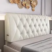 Soft Faux Leather Upholstered Full Headboard Tufted Button Headboards for Double/Queen/King Size Bed Soft Case Support Cushion Use with A Headboard,White,78.7"/200cm(King)