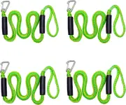 Dirtech Bungee Boat Dock Lines with Hook 4 Feet Green Dockline Mooring Rope Boat